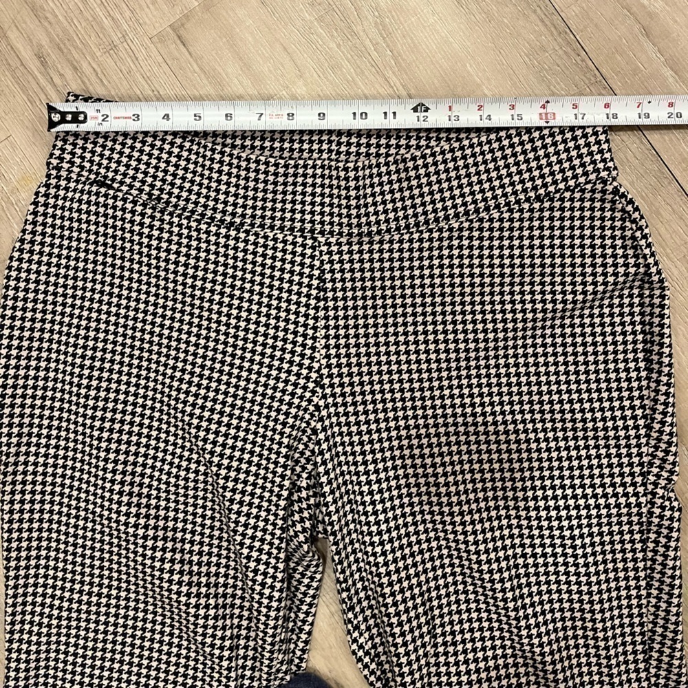 Lands’ End 1X Petite dark Brown & Tan Houndstooth Stretch Pull-On Pants Like New - Picture 6 of 13